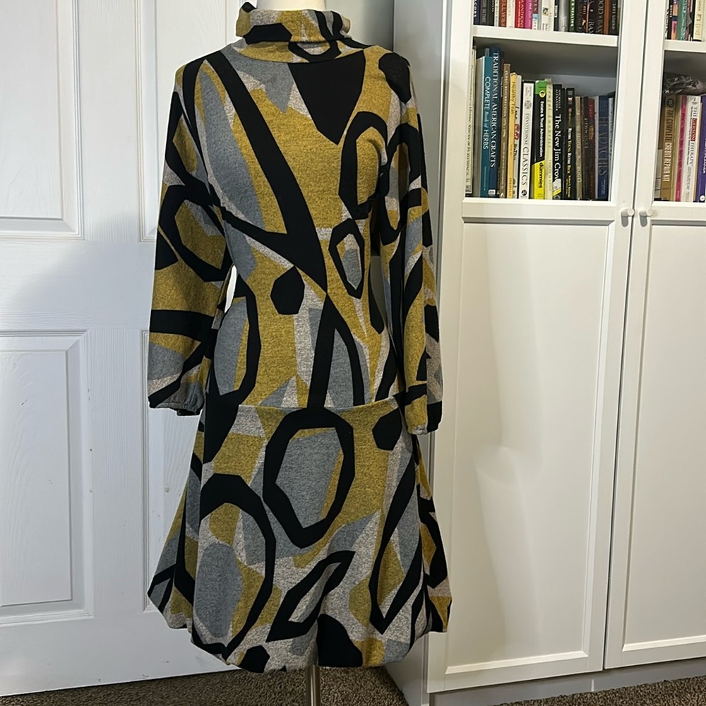 Beautiful Black, Gold and Gray Sweater Dress.
